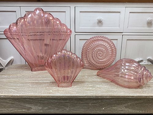 pastel pink glass shells