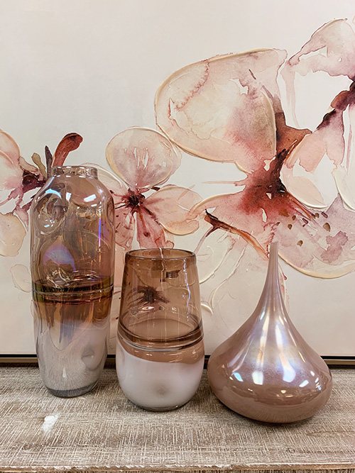 set of 3 pink vases