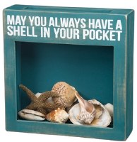 10" x 10" Shell in Pocket Wood & Glass Display Plaque