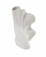 11" White Ceramic Blowy Vase