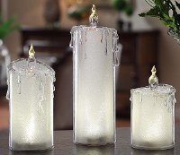 10" Set of 3 LED Frosted Acrylic Candles