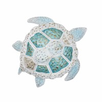 11" White, Gold and Aqua Turtle Wall Plaque