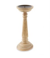 11" Natural Wooden Pillar Candleholder by Mud Pie