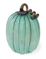 11" Blue Glass Pumpkin Fall and Thanksgiving Decoration