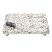 10" x 14" Gray Footed Granite Board With Granite Handled Spreader by Mud Pie