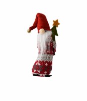10" Red and White Sweater Tall Skinny Gnome Carrying a Tree
