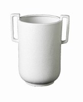 10" White Textured Ceramic Double Handle Laurel Vase