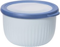 1.4qt White Plastic Bowl With Dark Blue and Clear Lid