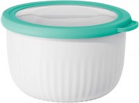1.4qt White Plastic Bowl With Aqua and Clear Lid