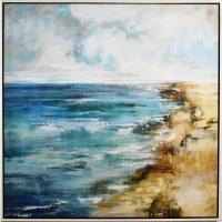 56" Square Low Tide Canvas in White Frame