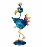 11" Dark Blue Metal Silly Bird With Head Up