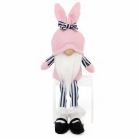 10" Dapper Dandy Black and White Stripes with Pink Easter Gnome