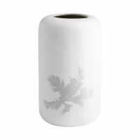 10" White Palm Leaf Ceramic Vase
