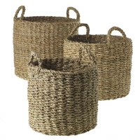 10" Round Natural Basket With Handles