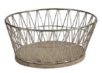 10" Round Silver "X" Wood Basket