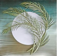 38" LED Moonlit Palm Trees Coastal Metal Wall Art Plaque MM093
