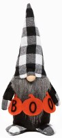 10" Plaid Hat "Boo" Gnome Halloween Decoration