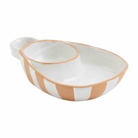 10" White and Terracotta Ceramic Chip and Dip Dish by Mud Pie