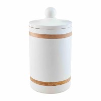10" White Stripe Canister With a Lid by Mud Pie
