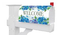 "Welcome" Blue Hydrangea Mailbox Cover