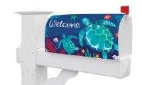 "Welcome" Blue and Green Sea Turtles Mailbox Cover