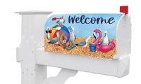 "Welcome" Silly Seagulls Mailbox Cover